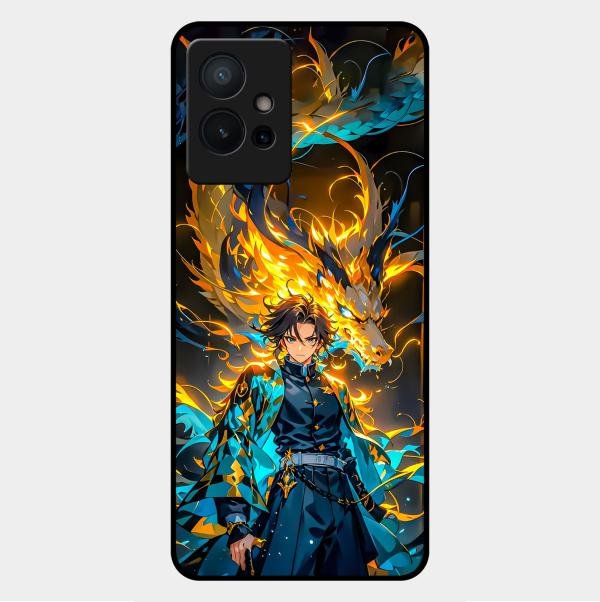 Fire Soul Tanjiro Glass Case Cover For Vivo Y75 5G