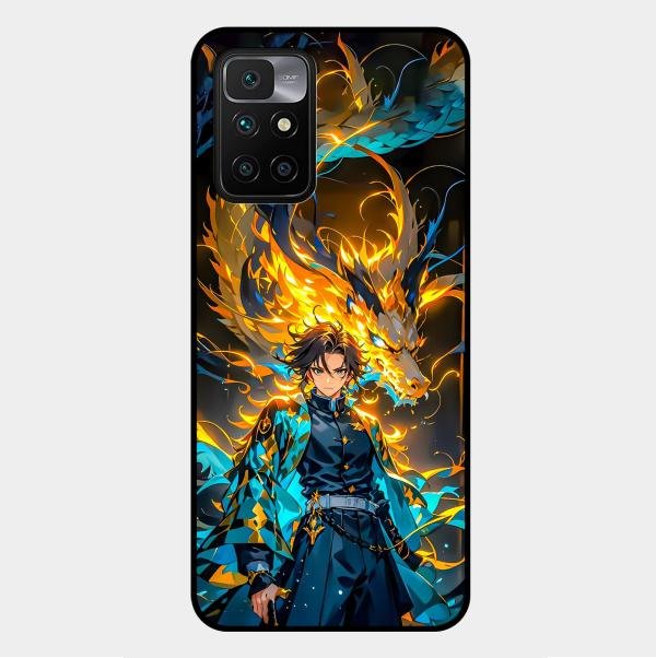 Fire Soul Tanjiro Glass Case Cover For Xiaomi Redmi 10 Prime