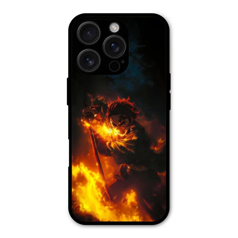 Flame Eyes Glass Case Cover For iPhone 16 Pro Max
