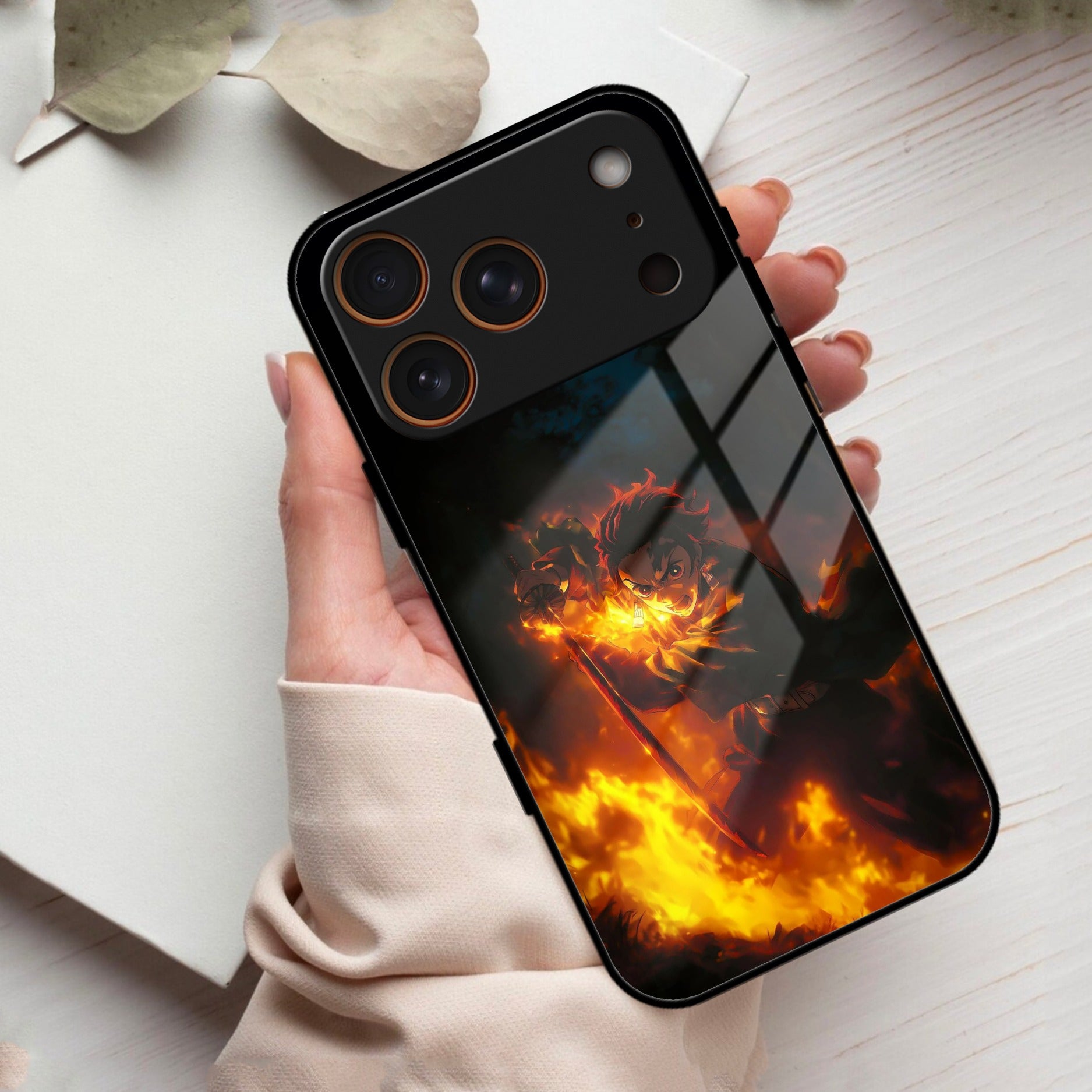 Flame Eyes Glass Case Cover For iPhone 17 Pro