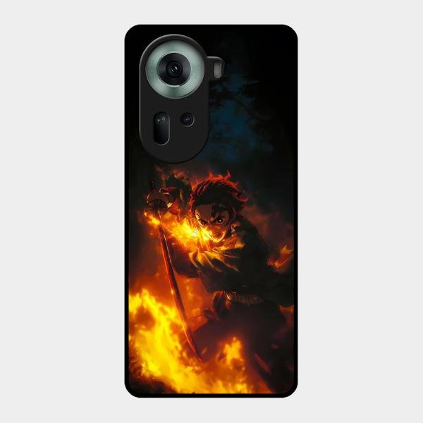 Flame Eyes Glass Case Cover For Oppo Reno 11 5G