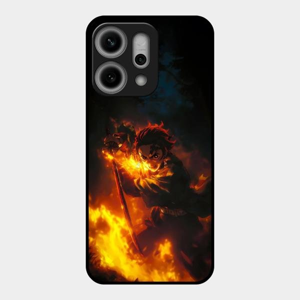 Flame Eyes Glass Case Cover For Oppo Reno 14 Pro 5G
