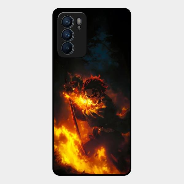 Flame Eyes Glass Case Cover For Oppo Reno 6 5G
