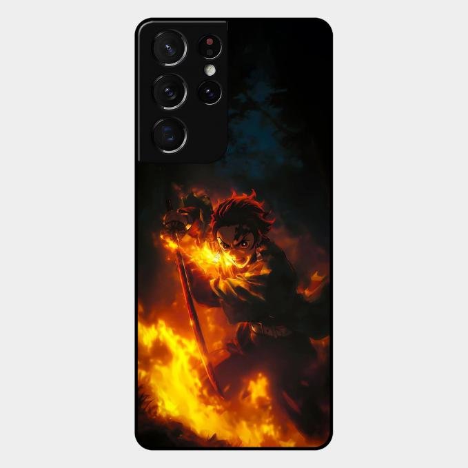 Flame Eyes Glass Case Cover For Samsung Galaxy S21 Ultra