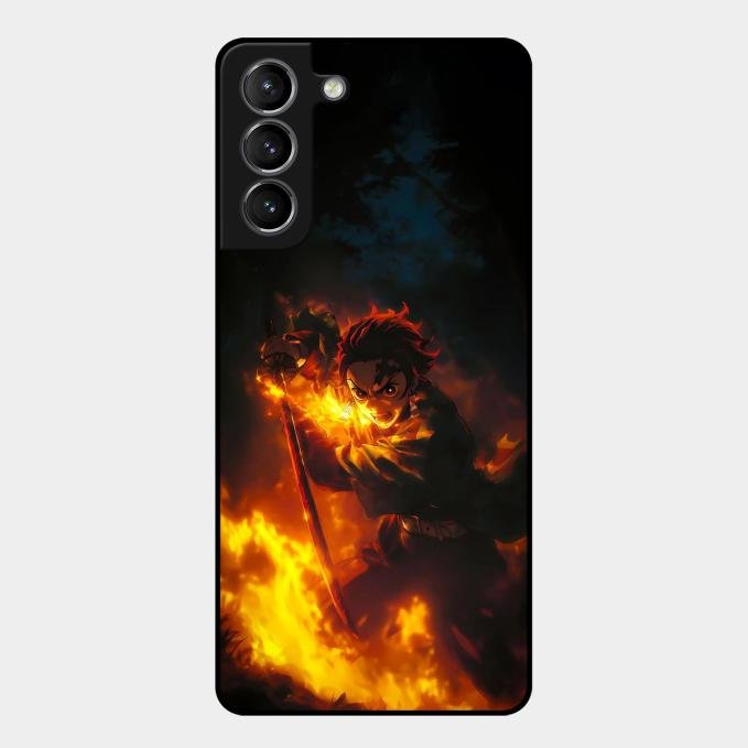 Flame Eyes Glass Case Cover For Samsung Galaxy S21