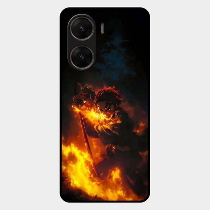 Flame Eyes Glass Case Cover For Vivo V29E 5G