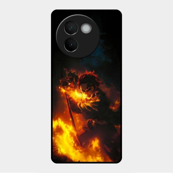 Flame Eyes Glass Case Cover For Vivo V30E 5G