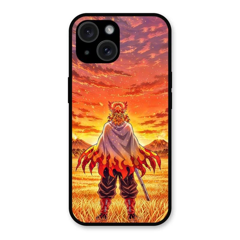 Flame Hero Glass Case Cover For iPhone 15