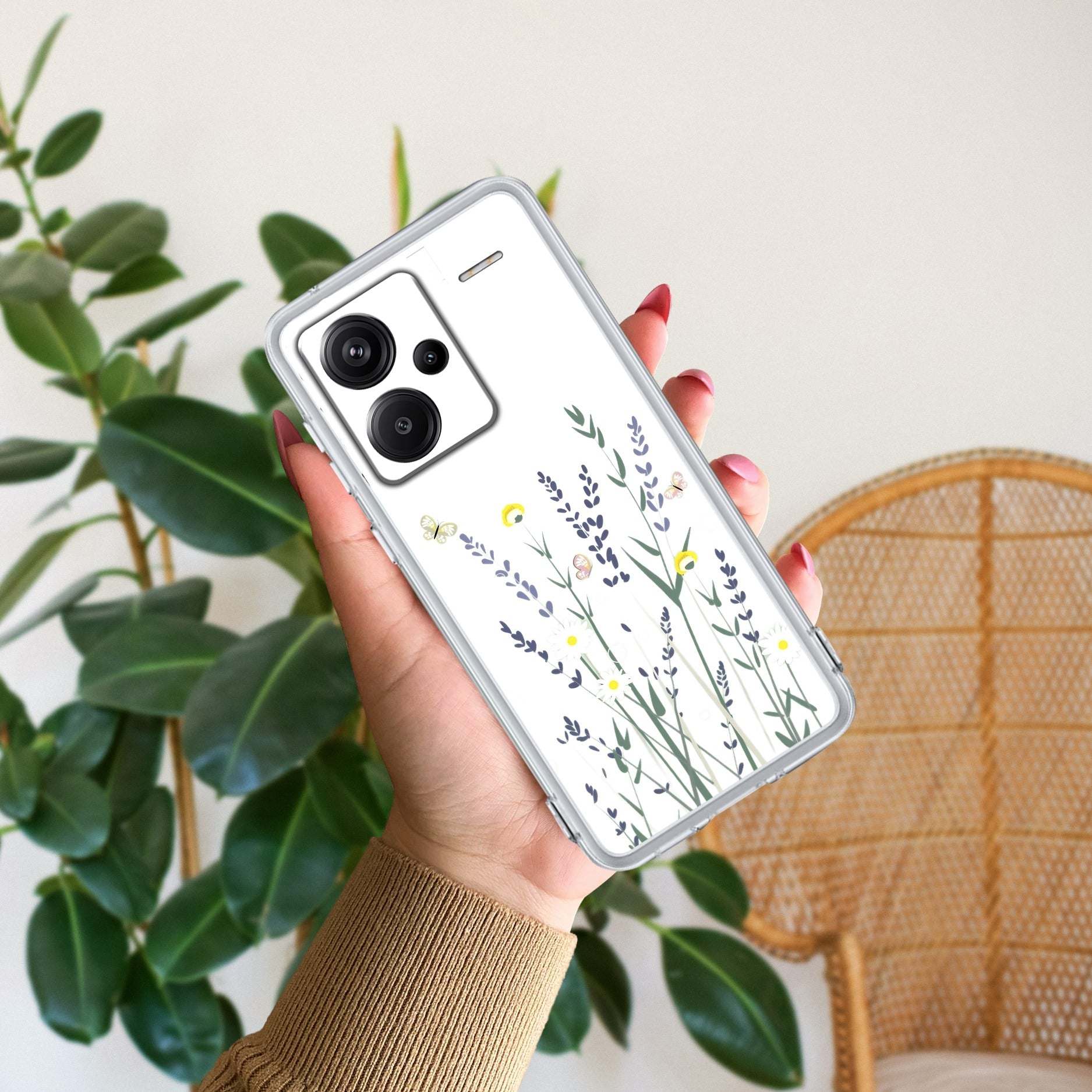 Floral Bush Transparent Silicon Case For Redmi Note 13 Pro Plus 5G