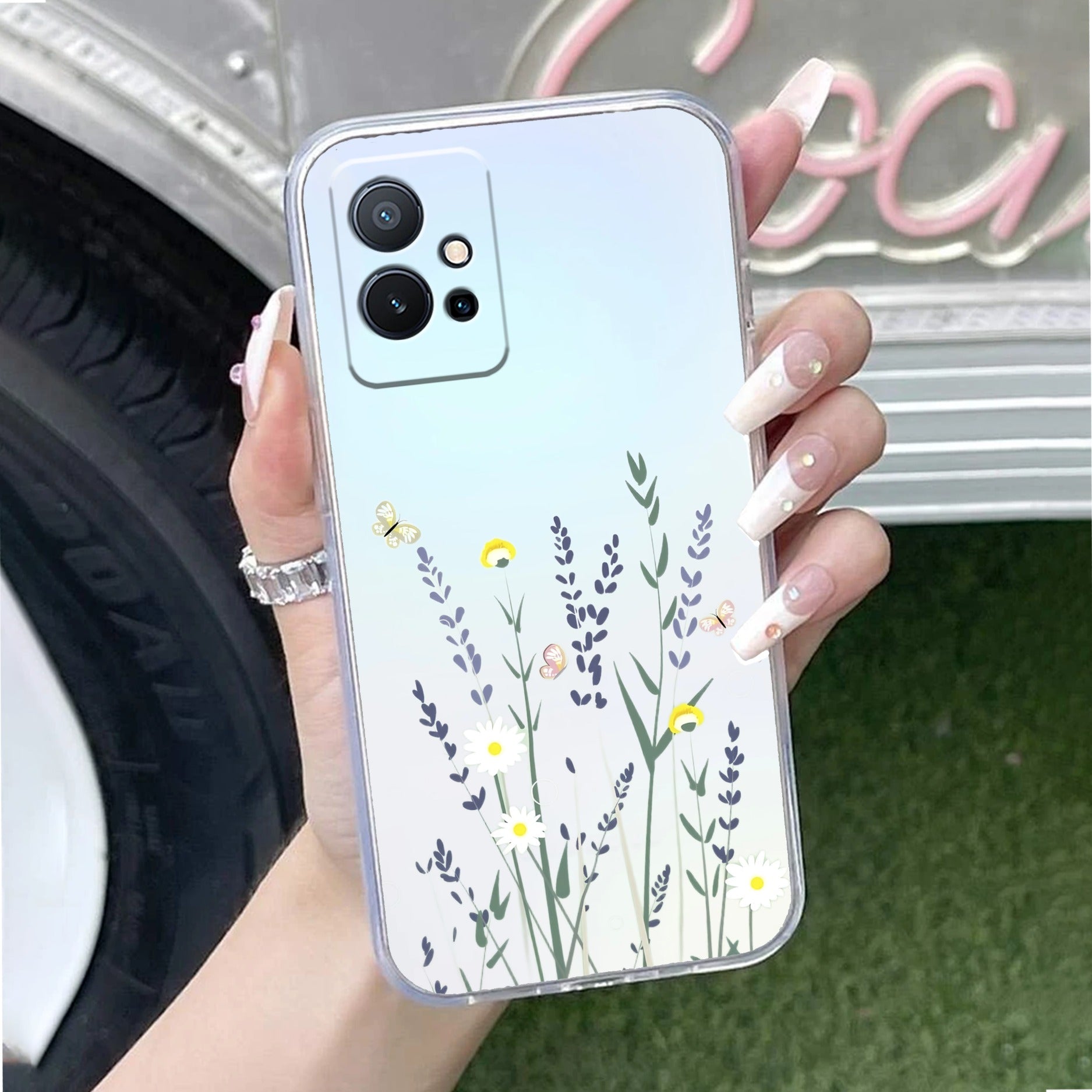 Floral Bush Transparent Silicon Case For Vivo T1 5G