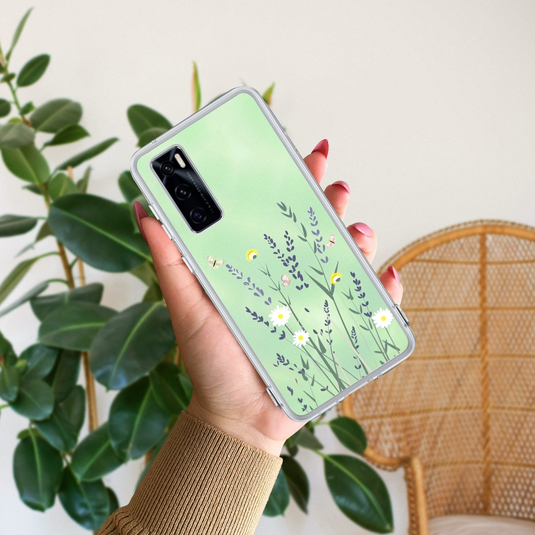 Floral Bush Transparent Silicon Case For Vivo Y22