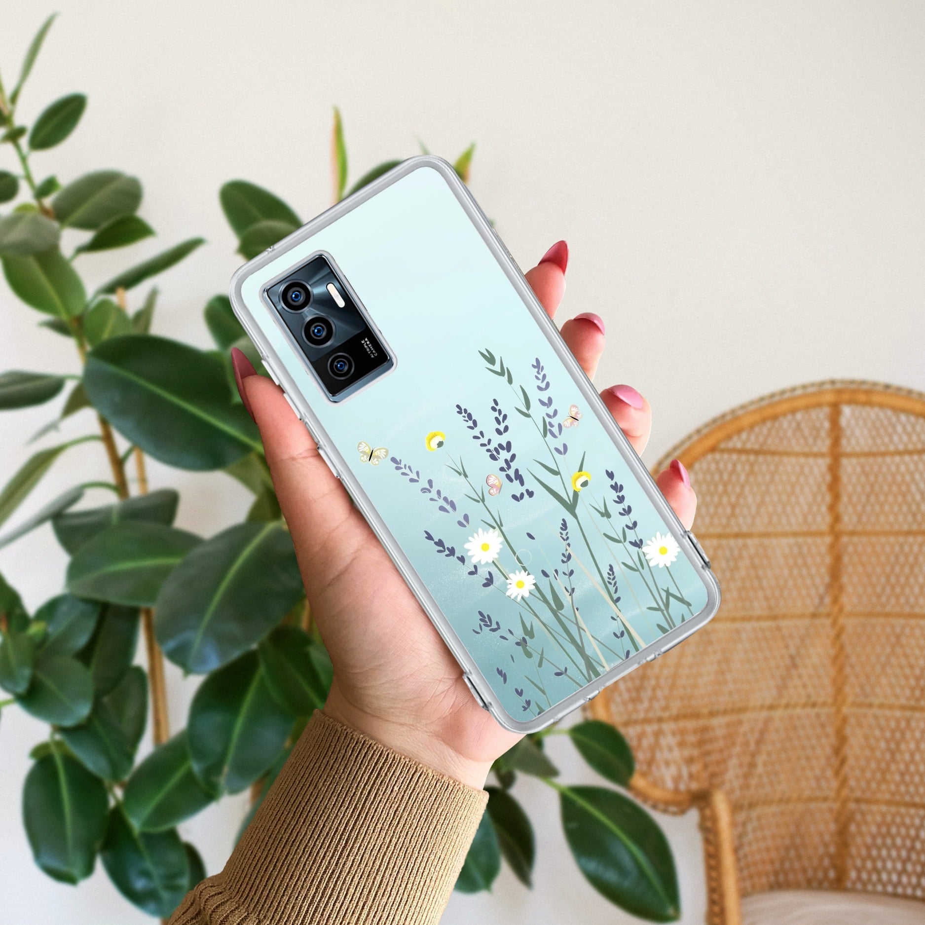 Floral Bush Transparent Silicon Case For Vivo V23E
