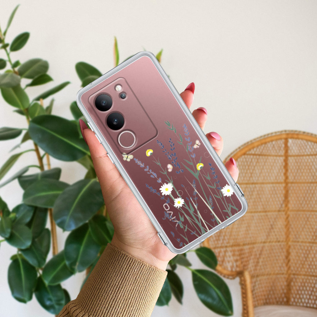 Floral Bush Transparent Silicon Case For Vivo V29 5G
