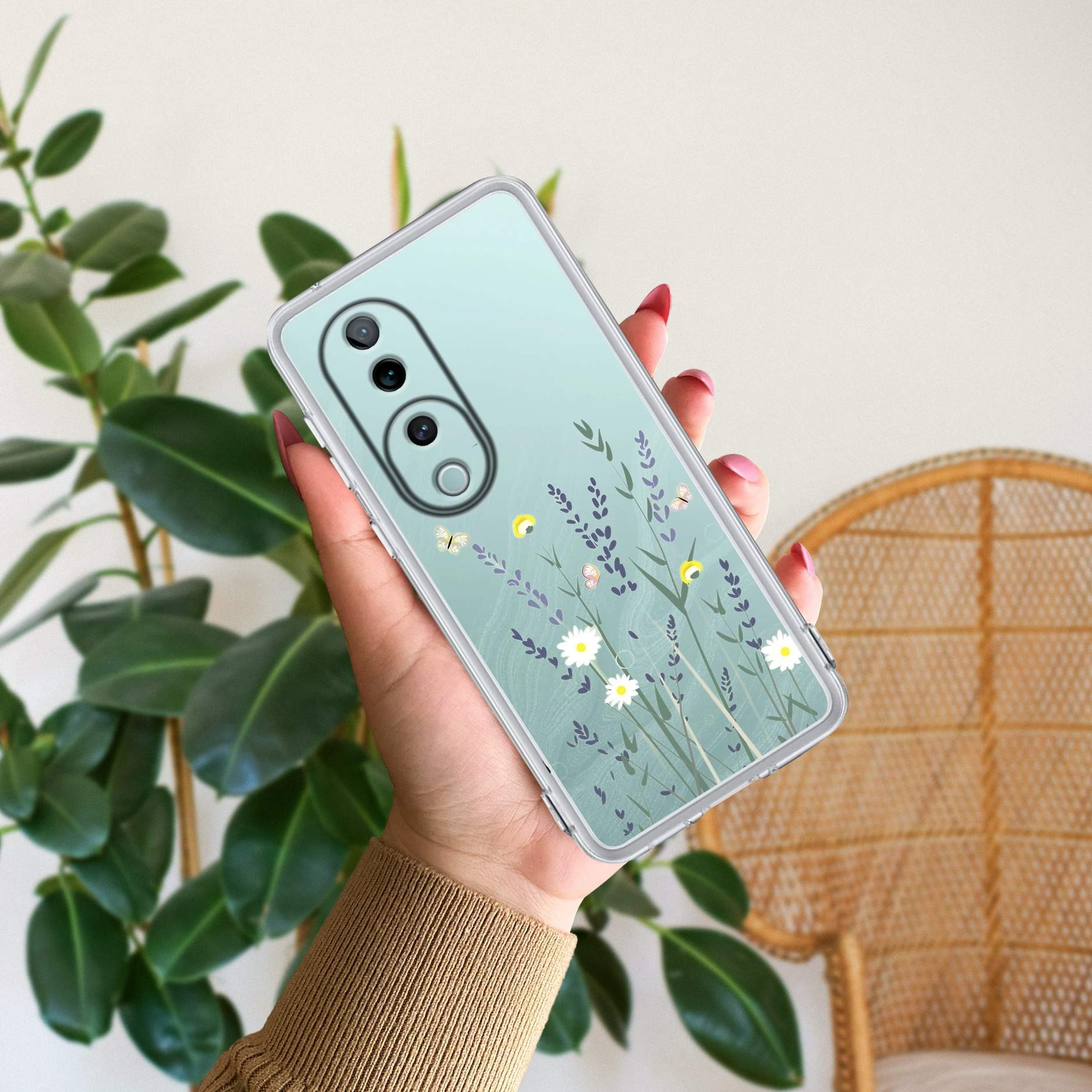 Floral Bush Transparent Silicon Case For Vivo V27 5G / Vivo V27 Pro 5G