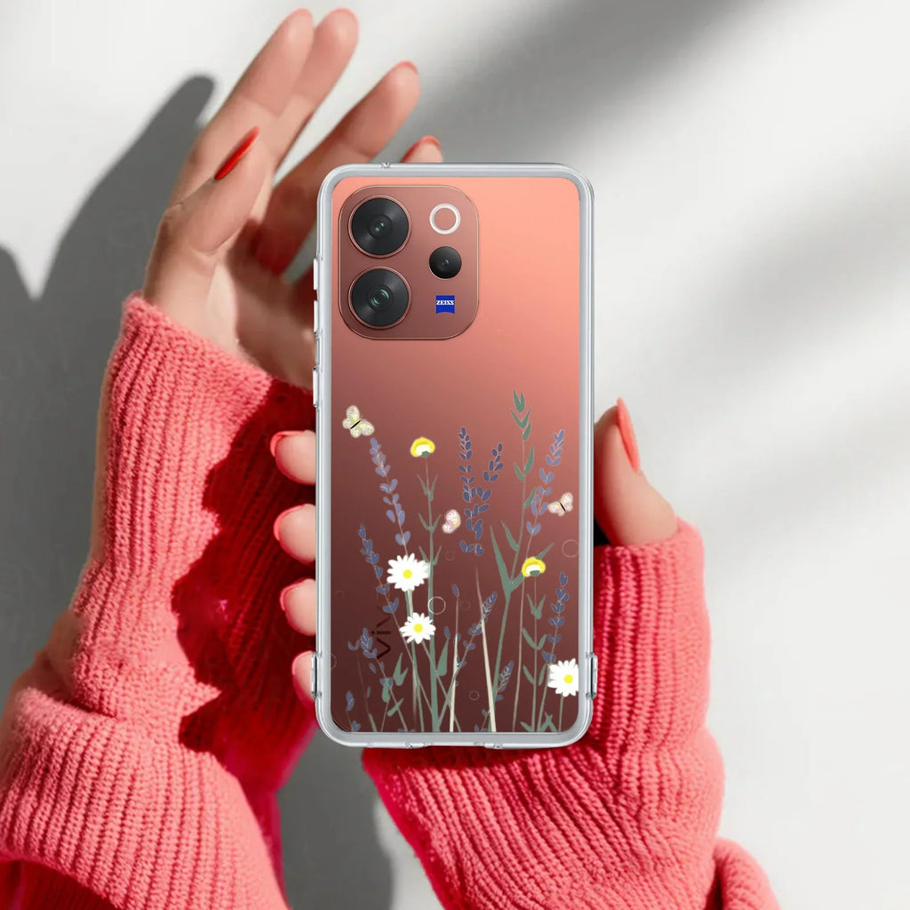 Floral Bush Transparent Silicon Case For Vivo V23 Pro 5G