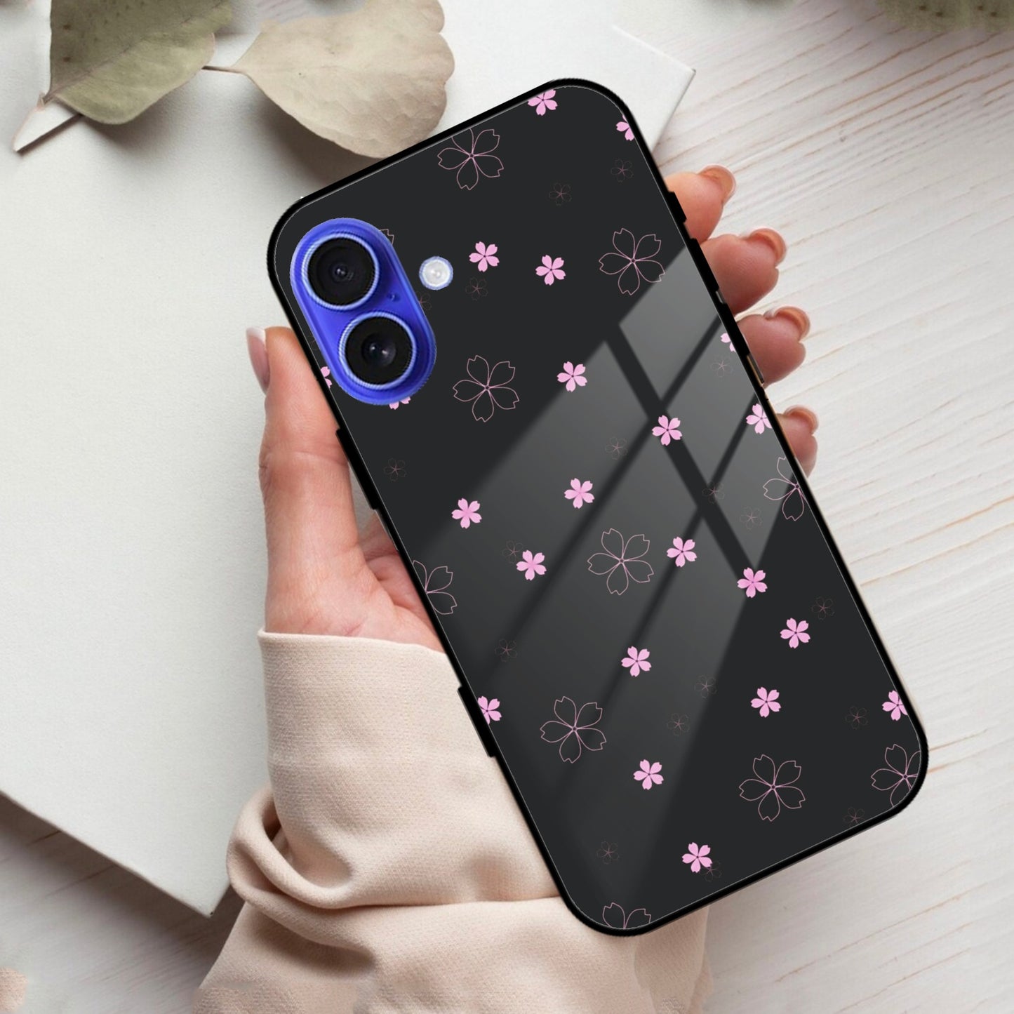 Floral Night Glass Case Cover For iPhone