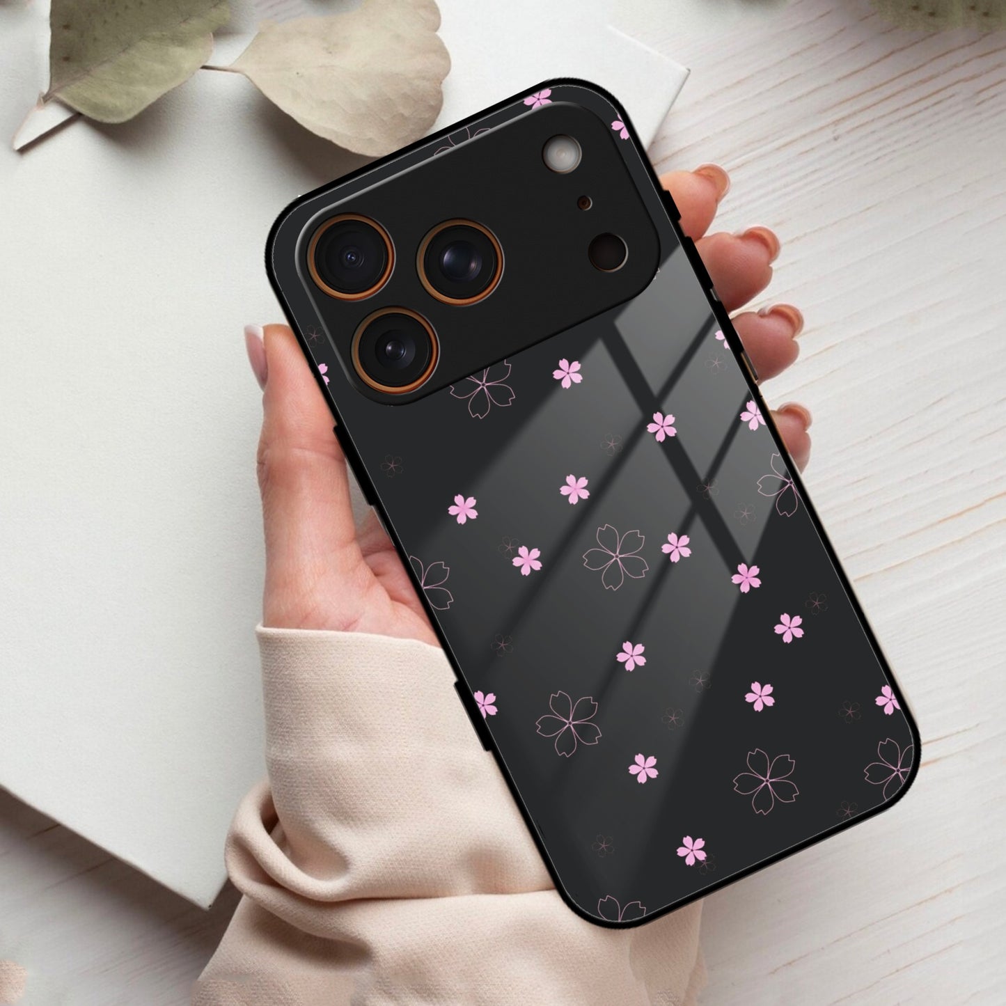 Floral Night Glass Case Cover For iPhone