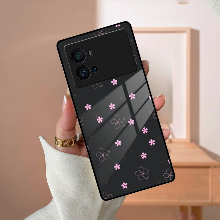 Floral Night Glass Case Cover For iQOO