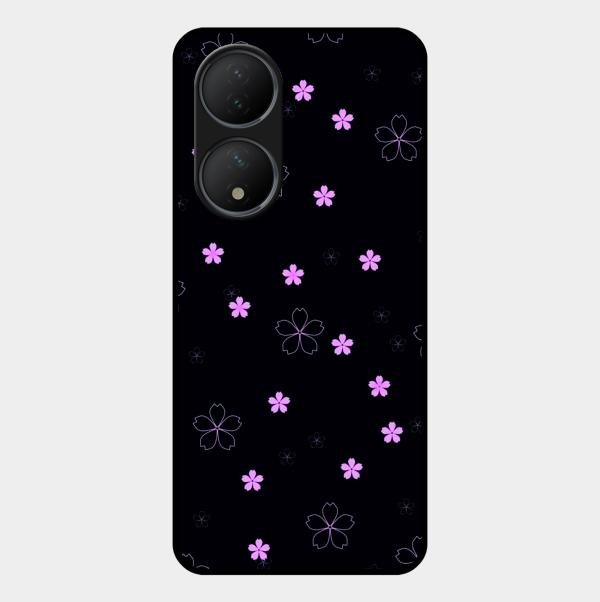 Floral Night Glass Case Cover For Vivo T2 5G