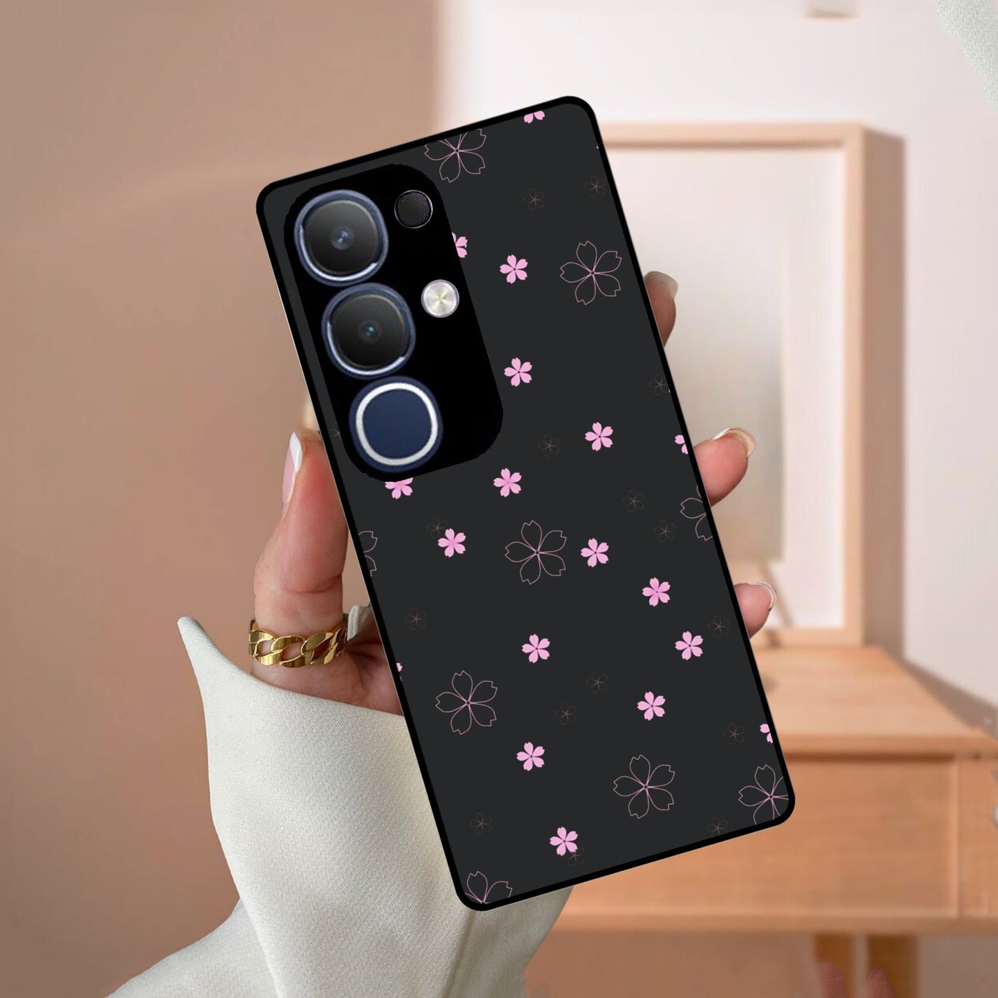Floral Night Glass Case Cover For Vivo