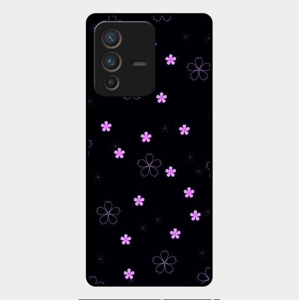 Floral Night Glass Case Cover For Vivo V23 Pro 5G