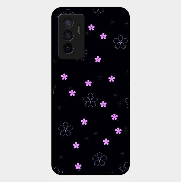 Floral Night Glass Case Cover For Vivo V23E 5G