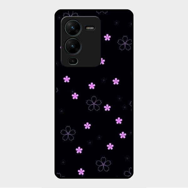 Floral Night Glass Case Cover For Vivo V25 Pro 5G