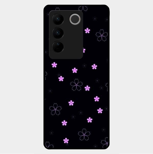 Floral Night Glass Case Cover For Vivo V27 5G