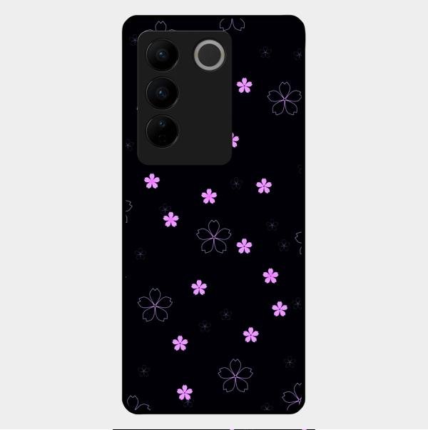 Floral Night Glass Case Cover For Vivo V27 Pro 5G