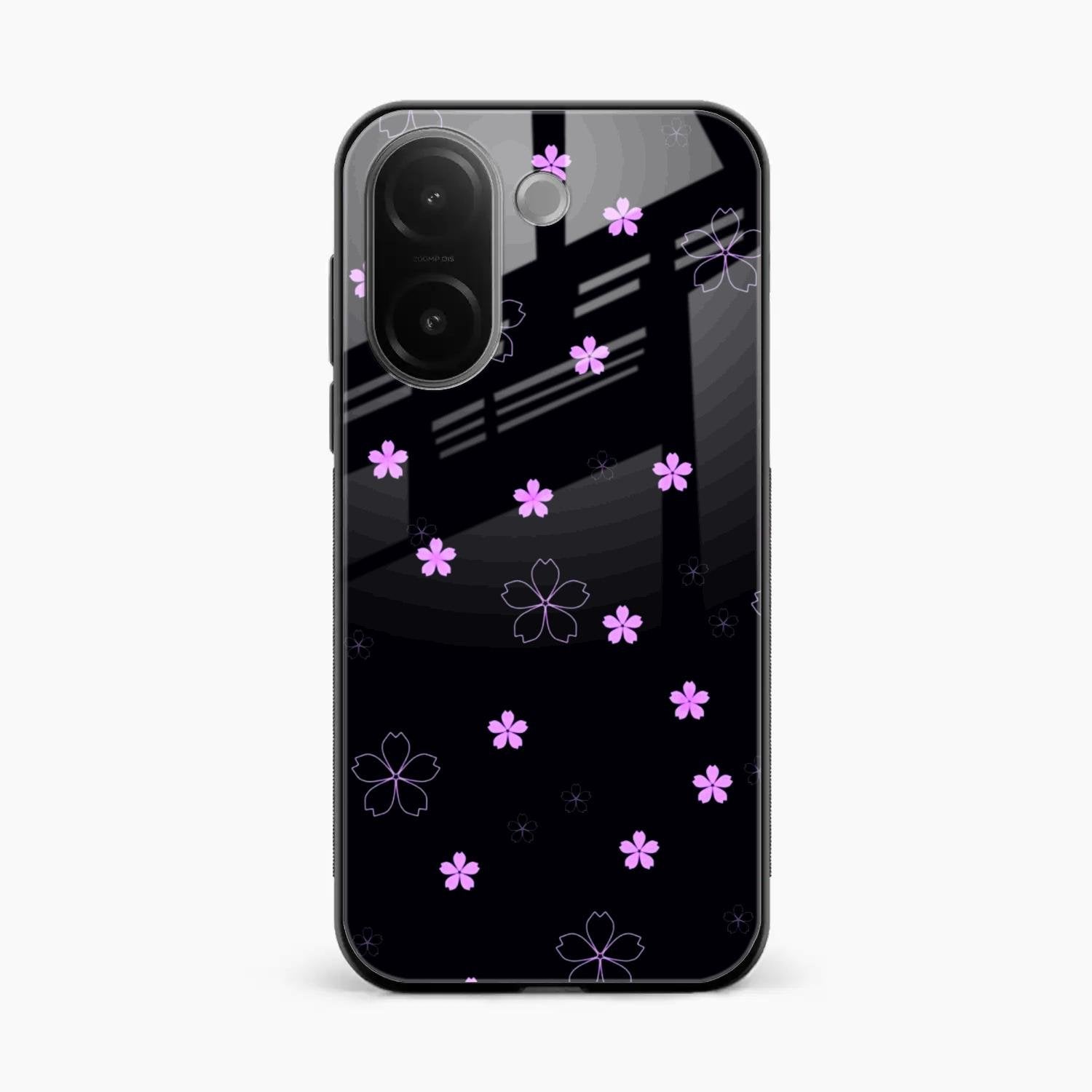 Floral Night Glass Case Cover For Vivo V60e 5G