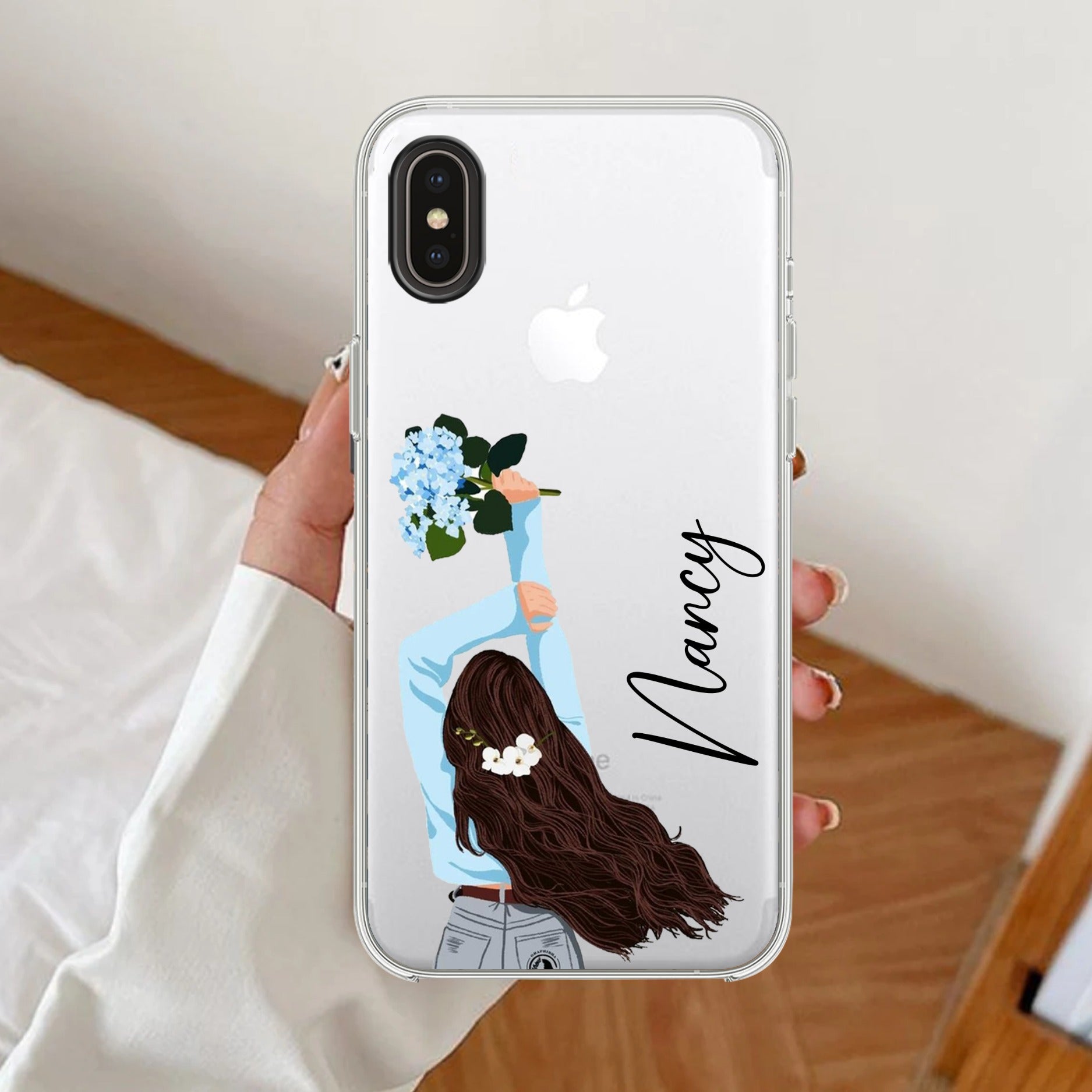 Flower Fusion Customize Transparent Silicon Case For iPhone XR