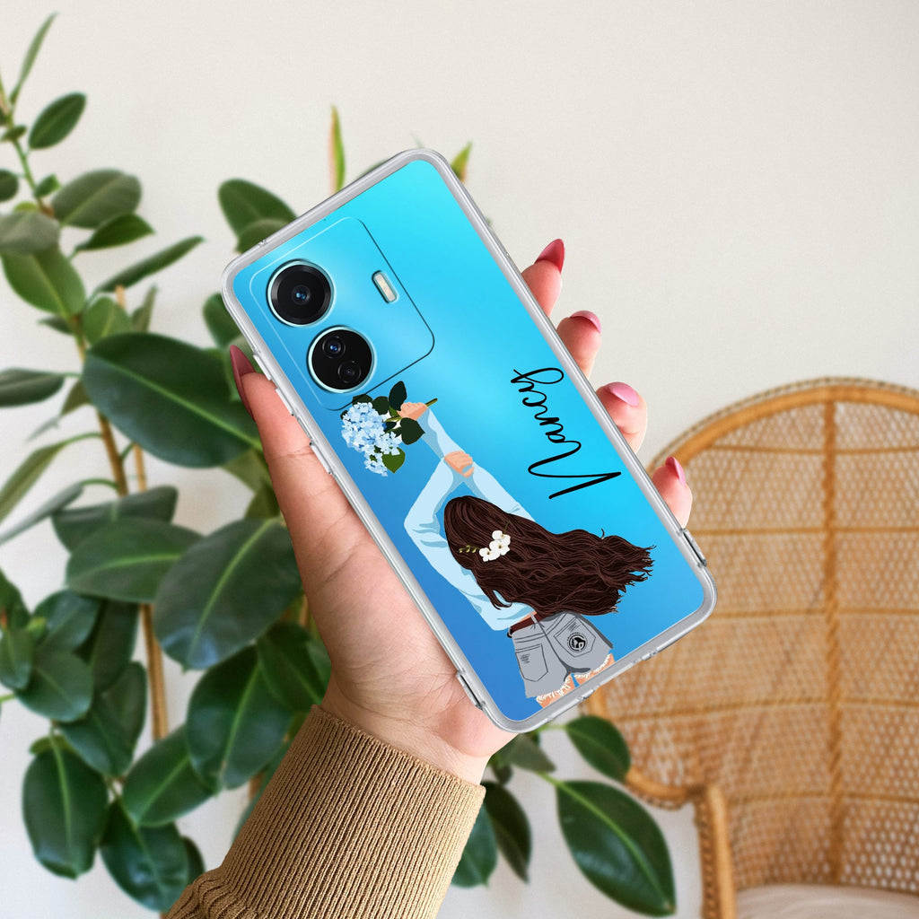 Flower Fusion Customize Transparent Silicon Case For Vivo T1 44W