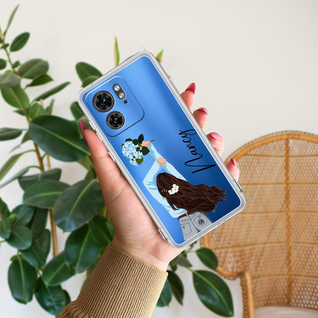 Flower Fusion Customize Anti Yellow Case For Motorola Edge 40 5G