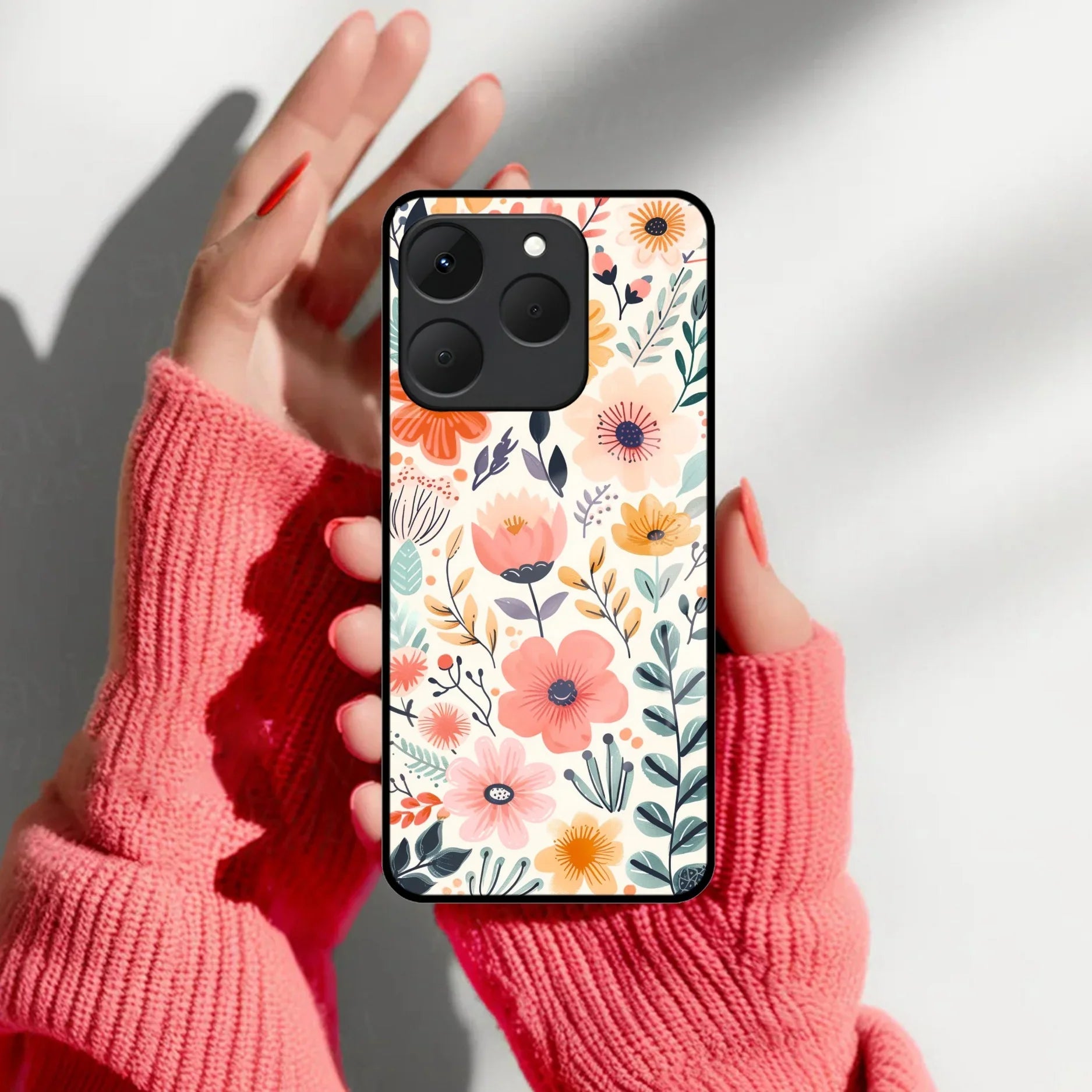 Colorfull  Daisy Floral Glass Case Cover For Realme/Narzo