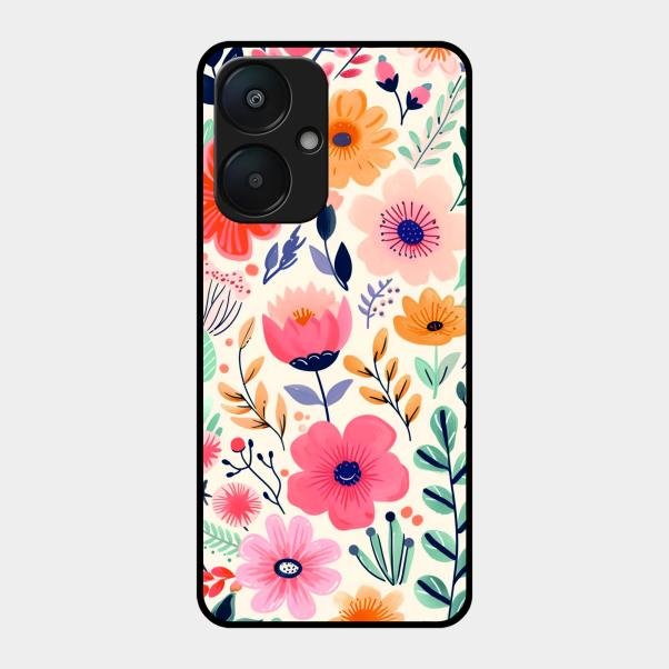 Garden of Delights Glass Case Cover For Redmi 13C 5G