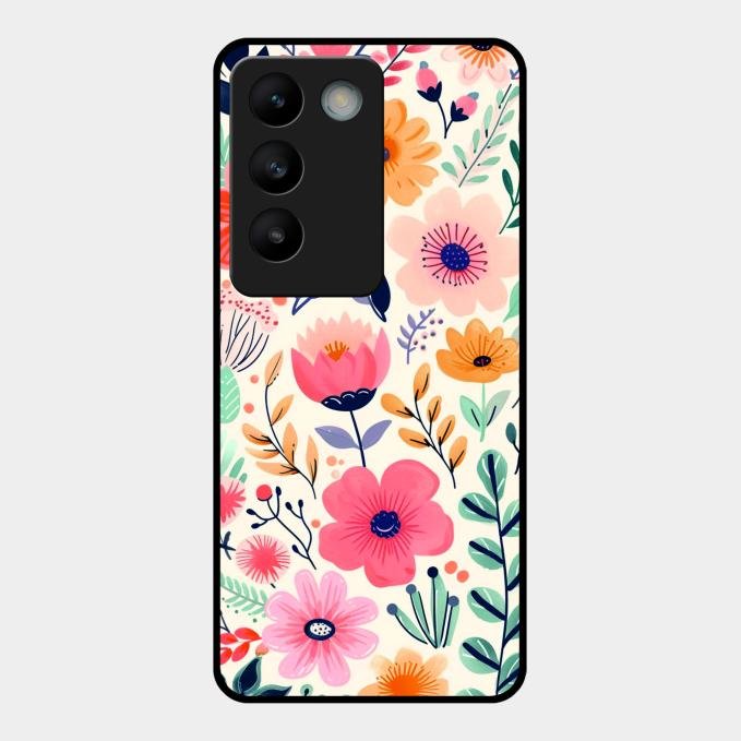 Garden of Delights Glass Case Cover For Vivo T3 5G