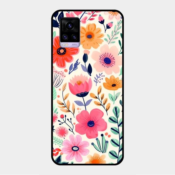 Garden of Delights Glass Case Cover For Vivo V20