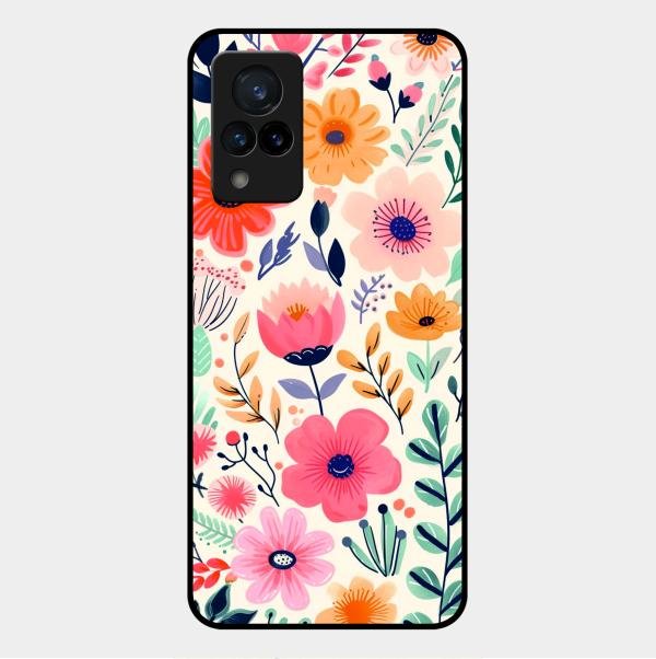 Garden of Delights Glass Case Cover For Vivo V21 5G
