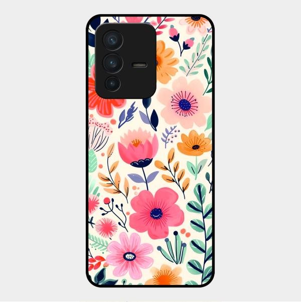 Garden of Delights Glass Case Cover For Vivo V23 5G