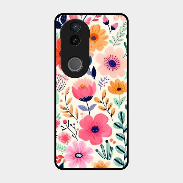 Garden of Delights Glass Case Cover For Vivo V50E 5G