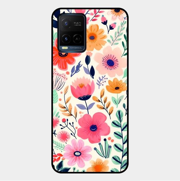 Garden of Delights Glass Case Cover For Vivo Y21A