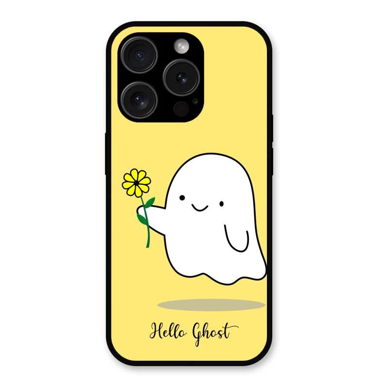 Ghost With Flower Glass Case Cover For iPhone 15 Pro