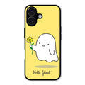 Ghost With Flower Glass Case Cover For iPhone 16 Plus