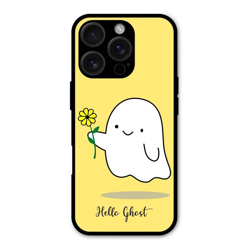 Ghost With Flower Glass Case Cover For iPhone 16 Pro