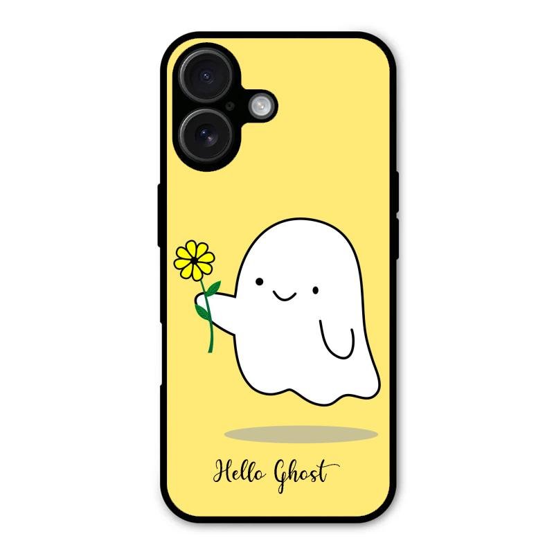 Ghost With Flower Glass Case Cover For iPhone 16