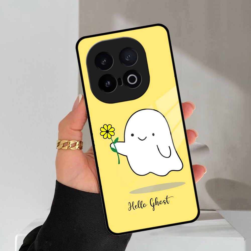 Ghost With Flower Glass Case Cover For iQOO