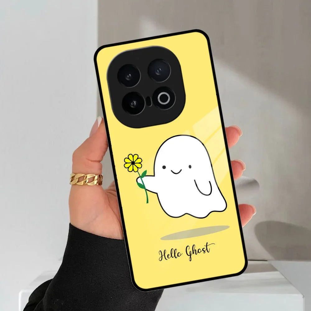 Ghost With Flower Glass Case Cover For iQOO - ShopOnCliQ