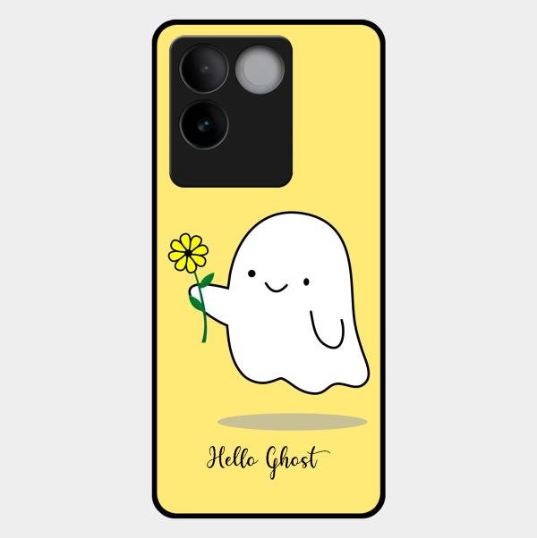 Ghost With Flower Glass Case Cover For Iqoo Z7 Pro 5G