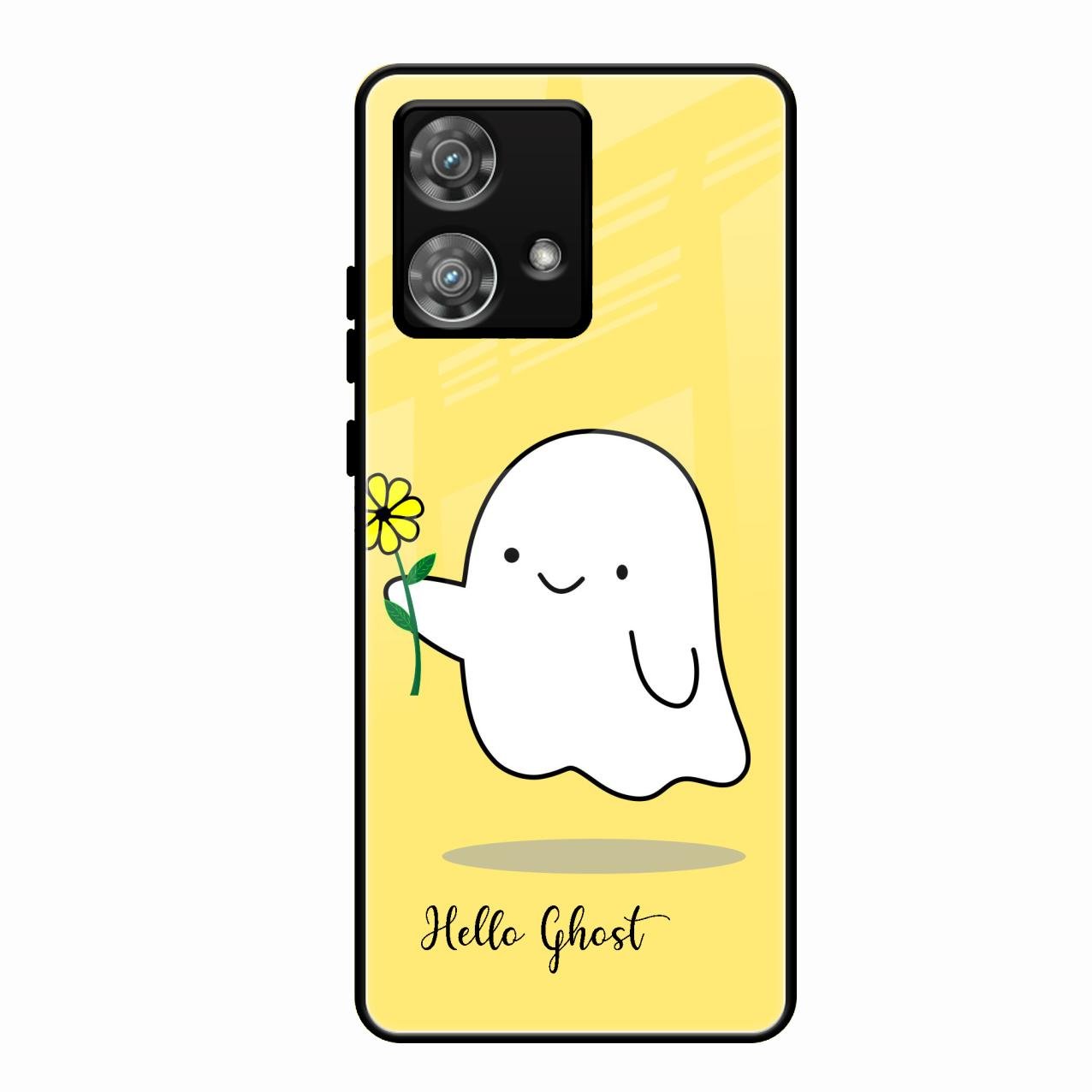 Ghost With Flower Glass Case Cover For Motorola Edge 40 5G