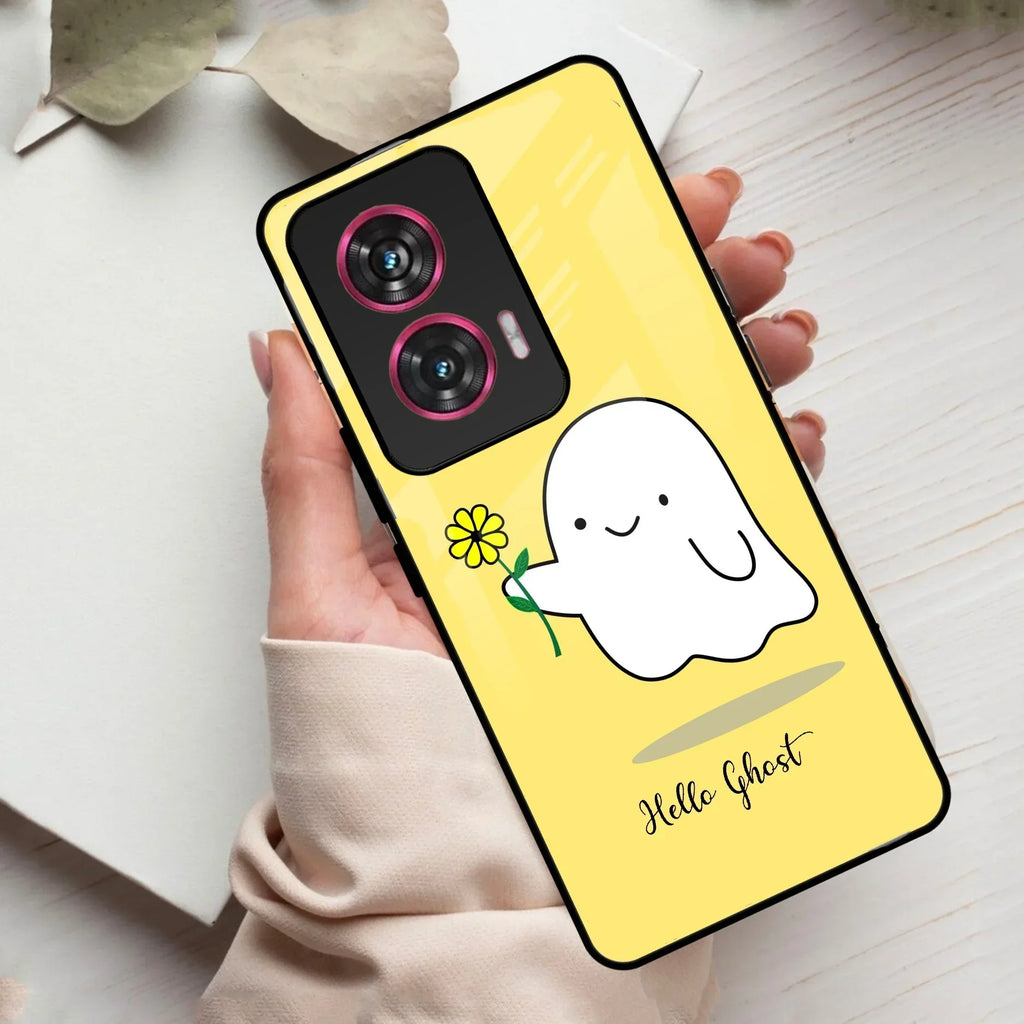 Ghost With Flower Glass Case Cover For Motorola - ShopOnCliQ